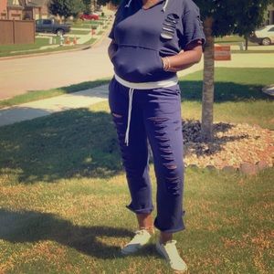 Distressed sweatsuit